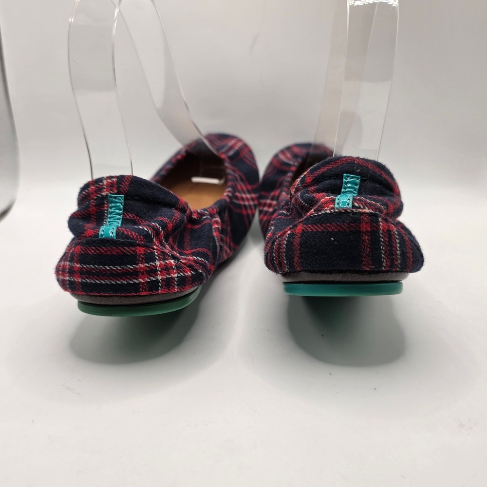 Tieks by Gavrieli Red Navy Blue Plaid Tartan Foldable Ballet Flats Womens 10 - Picture 4 of 7